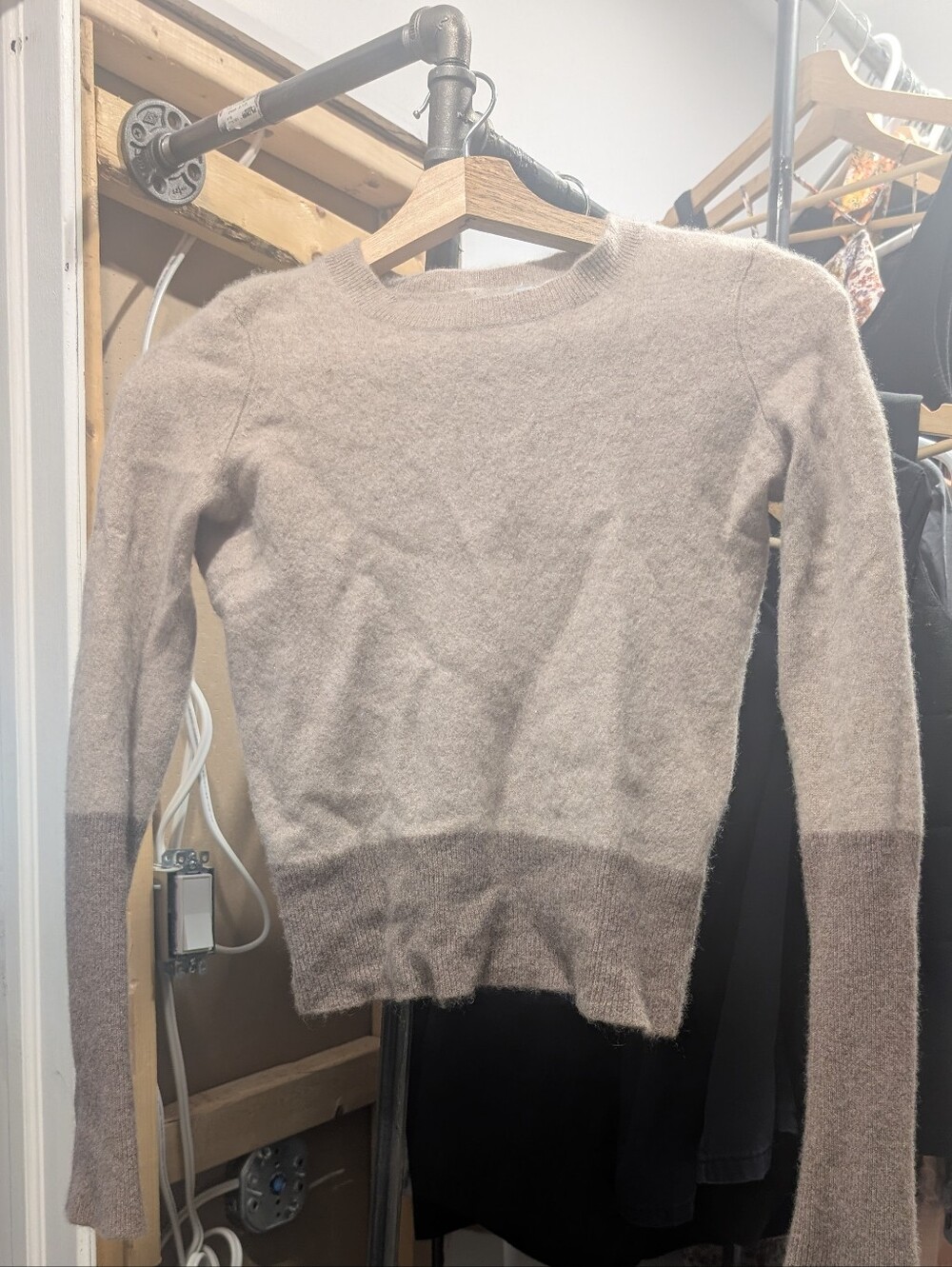 Cashmere Crewneck Sweater in Taupe and Brown